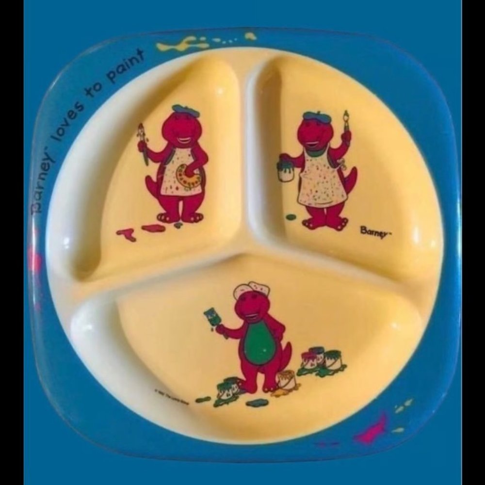 Barney The Dinosaur Loves To Paint Child’s Plate Selandia 1992